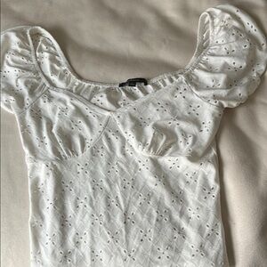 White Eyelet Puff Sleeve Top